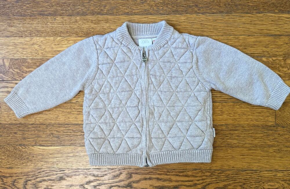 Zara Boys' Beige Quilted Jacket Size 12-18 Months